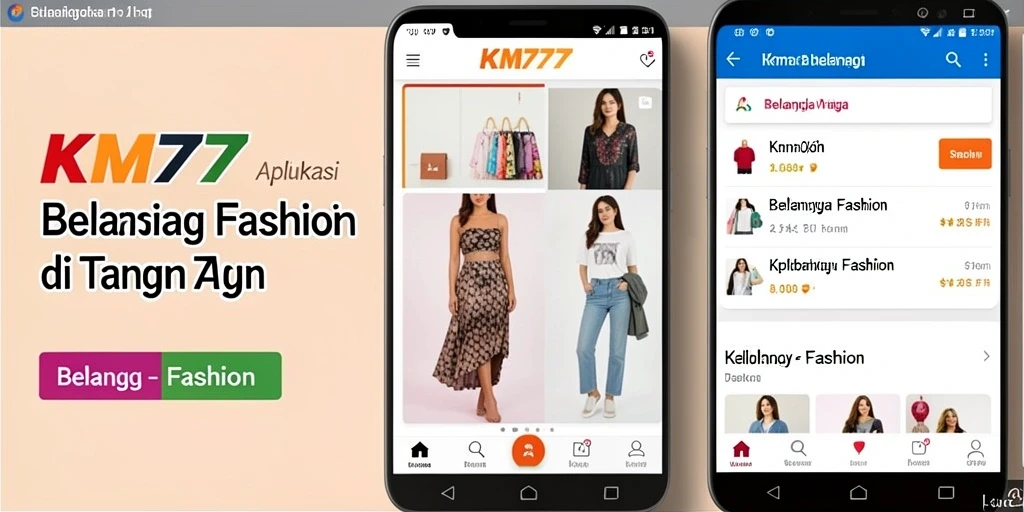 Tampilan antarmuka KM777 yang modern dan stylish untuk belanja fashion.