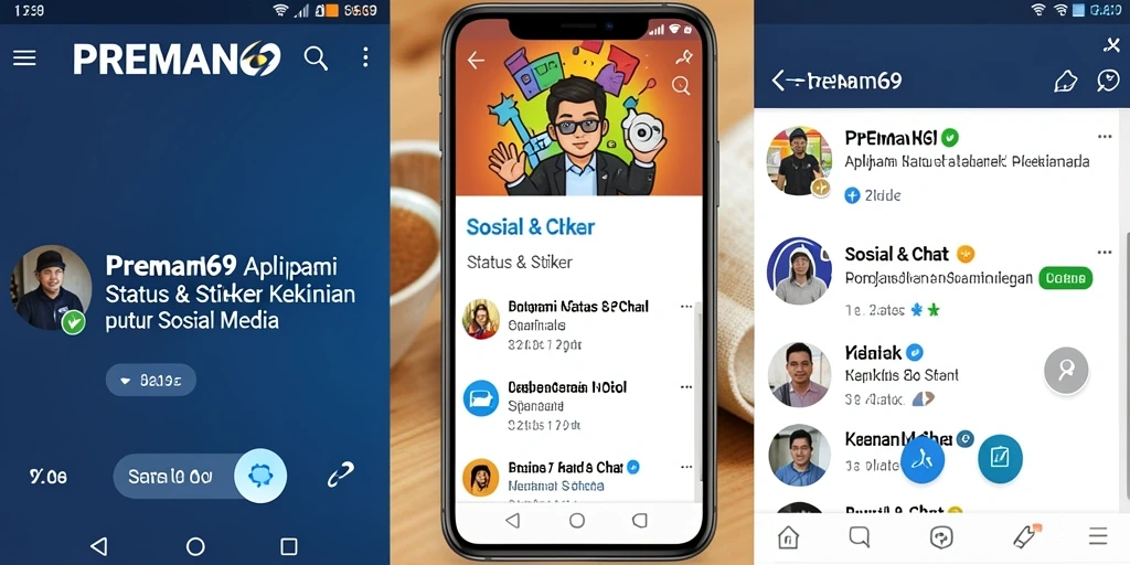 Antarmuka menarik dari aplikasi Status & Stiker PREMAN69.