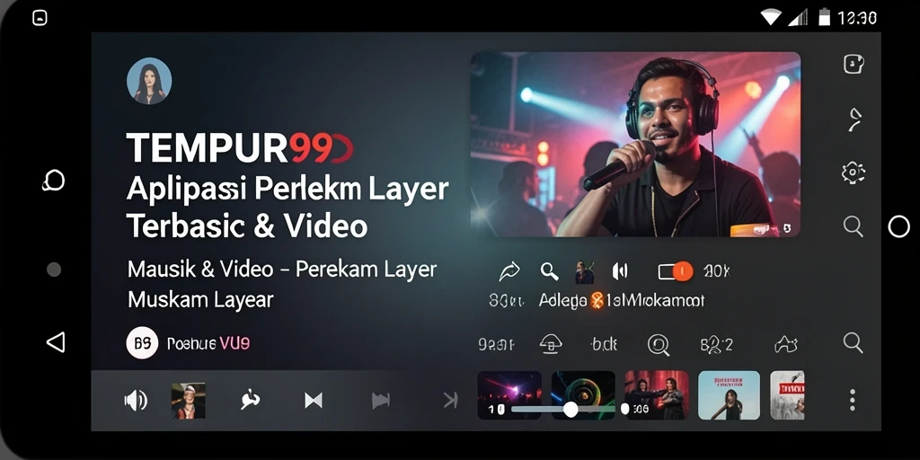 Antarmuka sederhana TEMPUR99 saat merekam layar dengan berbagai fitur.